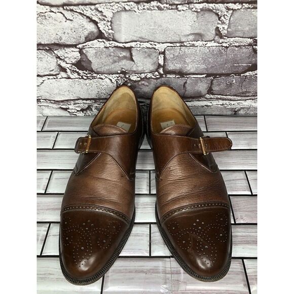 MEZLAN ATHENS Brown Leather Oxford Buckle Dress Monk Strap Shoes Men Sz 8.5M US main image 9